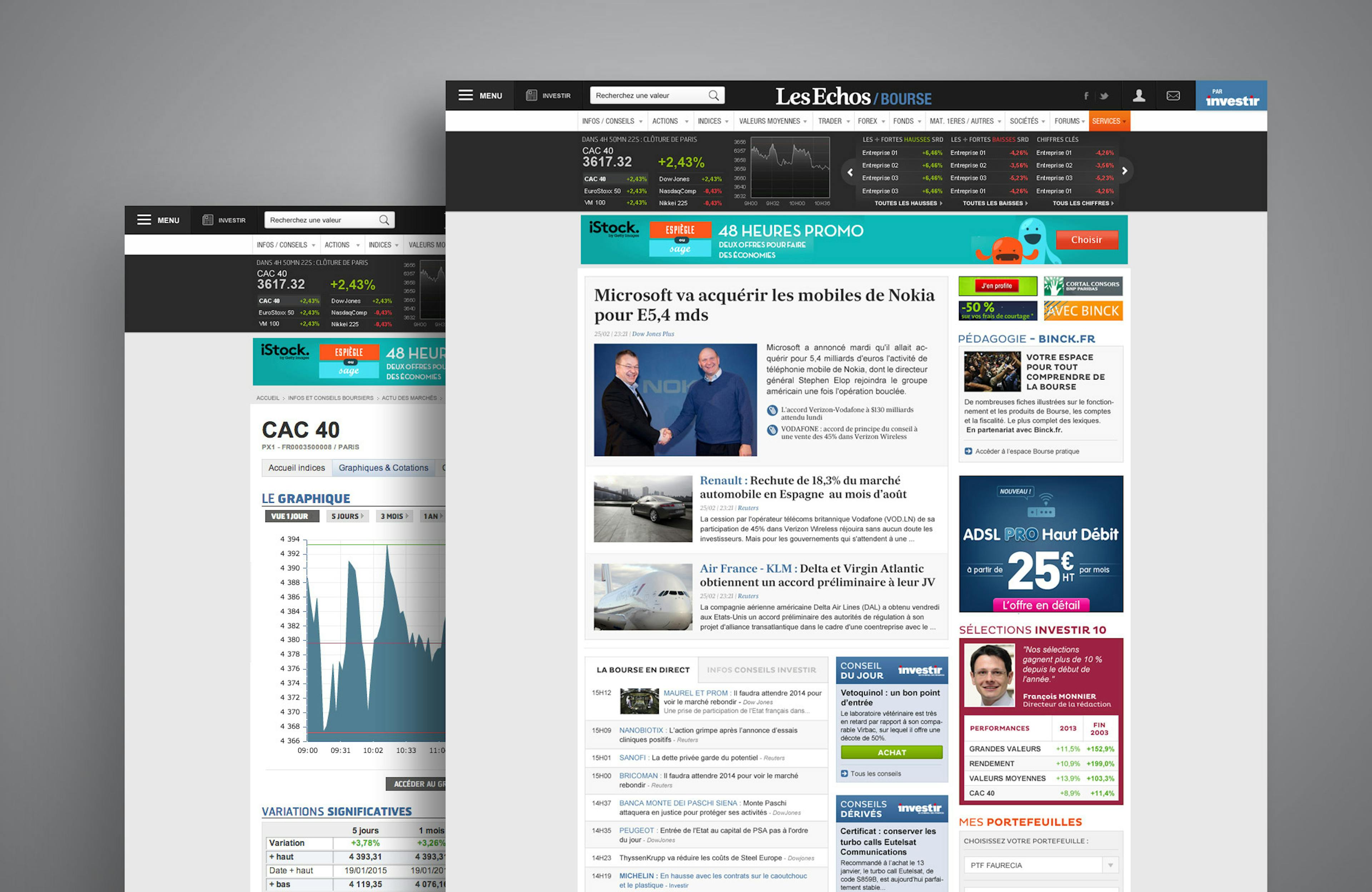 Les Echos Bourse section on the website LesEchos.fr.